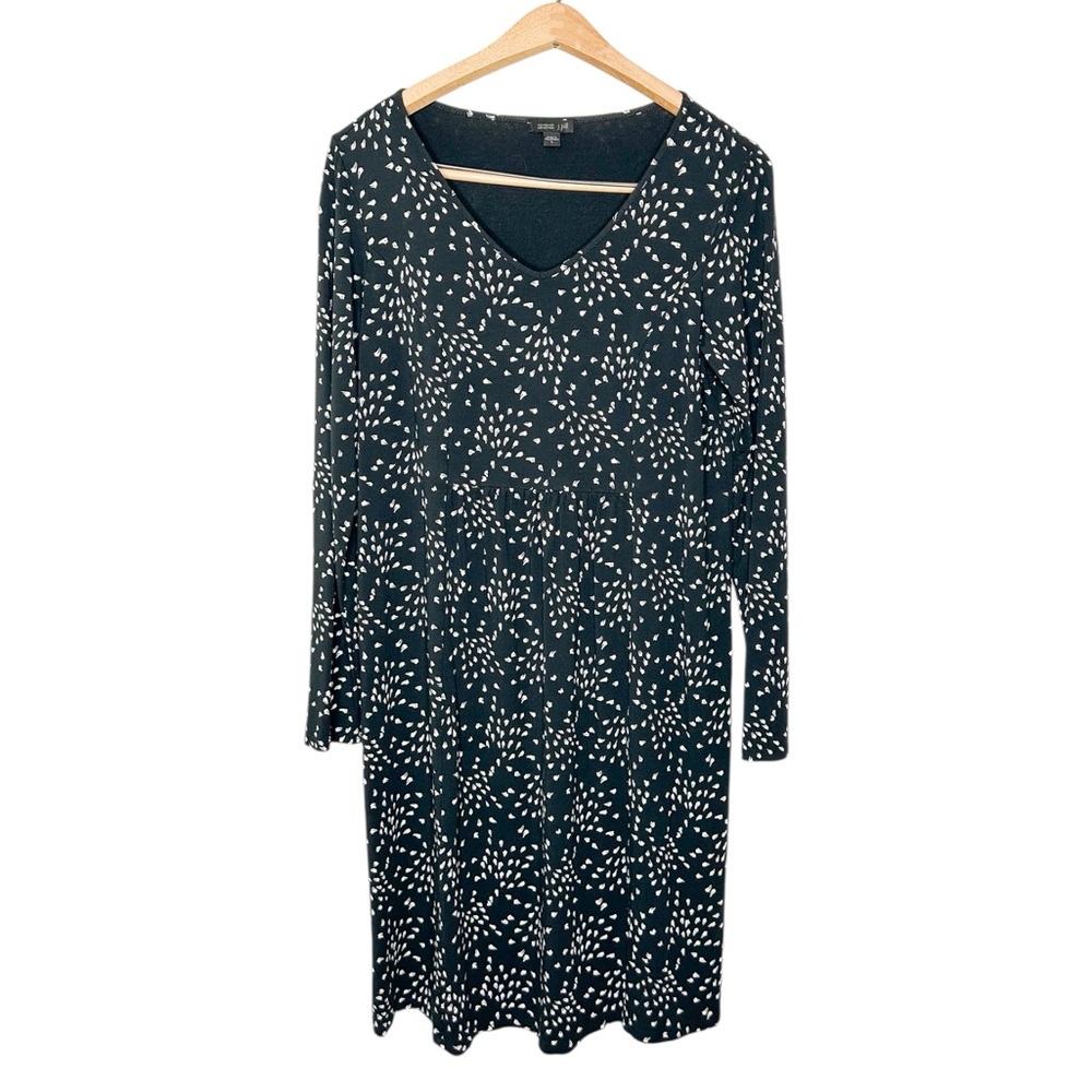 J. Jill Wearever Collection Black White Print Long Sleeve Mini‎ Dress Small S